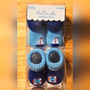 "SO ADORABLE" Newborn Booties, Nautical Sailboat Anchor, size 0-12 M